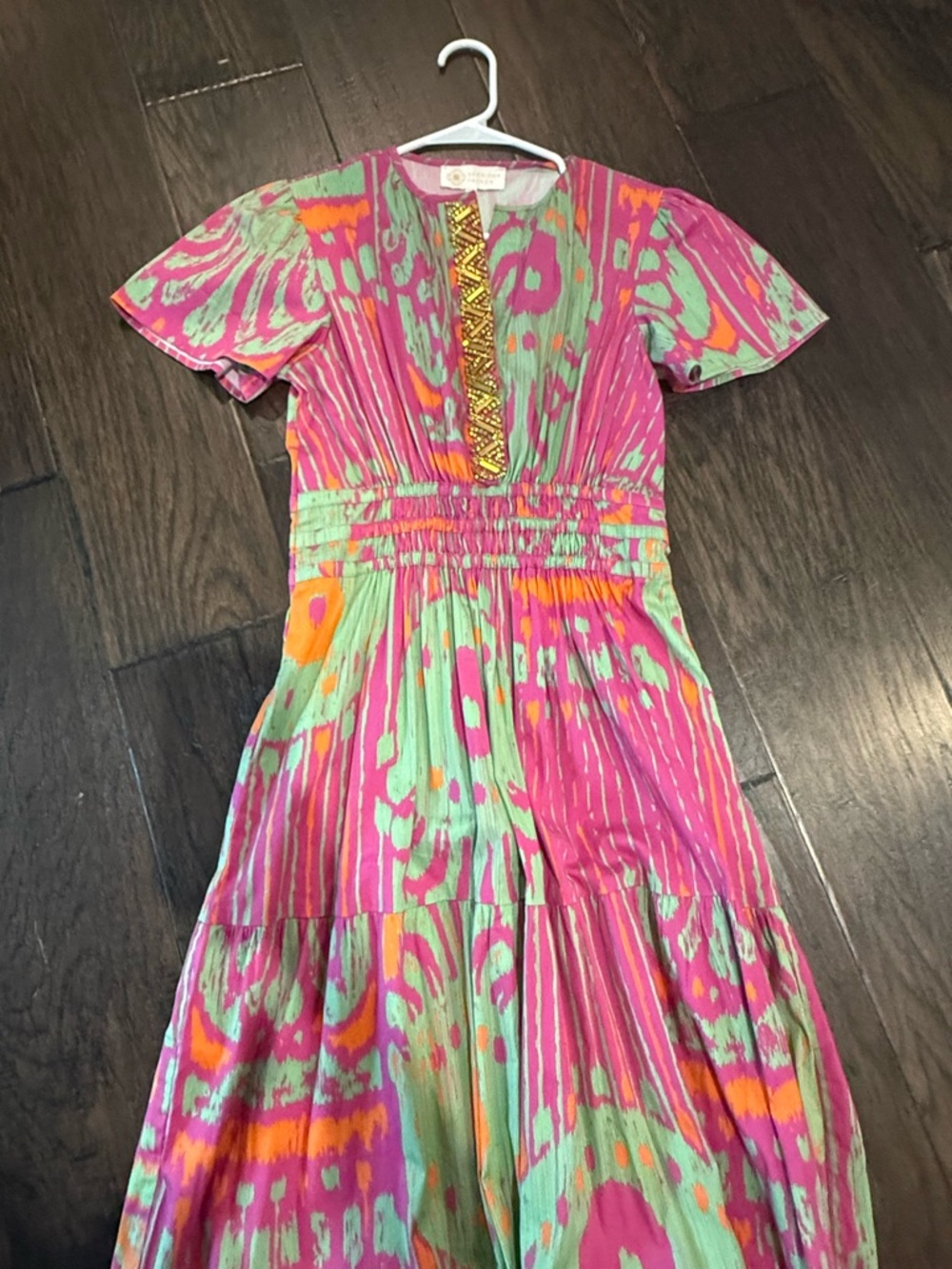 Sheridan French Vibrant Abstract Print Maxi Dress in Pink & Mint